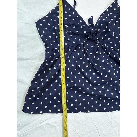 Gilli Vtg Babydoll Top Tank Navy Blue Polka Dots Wmn Lrg Keyhole Y2K - Picture 3 of 12